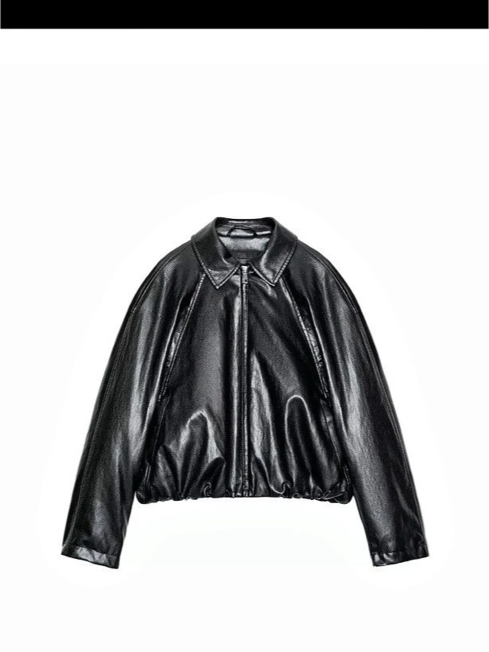 Zara Faux Leather Bomber Jacket Black